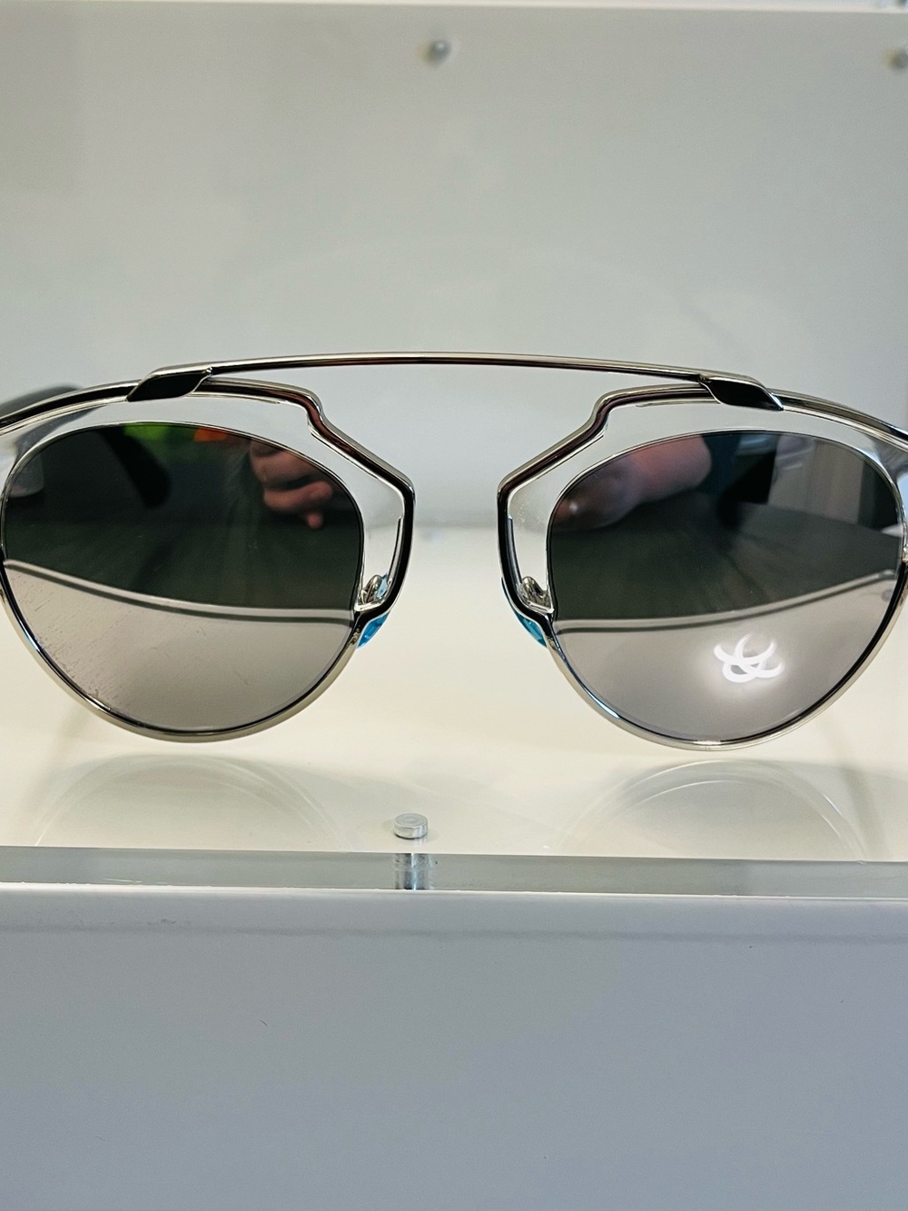 Dior Sunglasses Silver Metal Double Brow Sunglasses with Gray Lenses